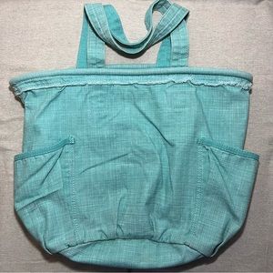 Thirty One Large Utility Tote, Retro Metro Teal Canvas Bag, EUC
